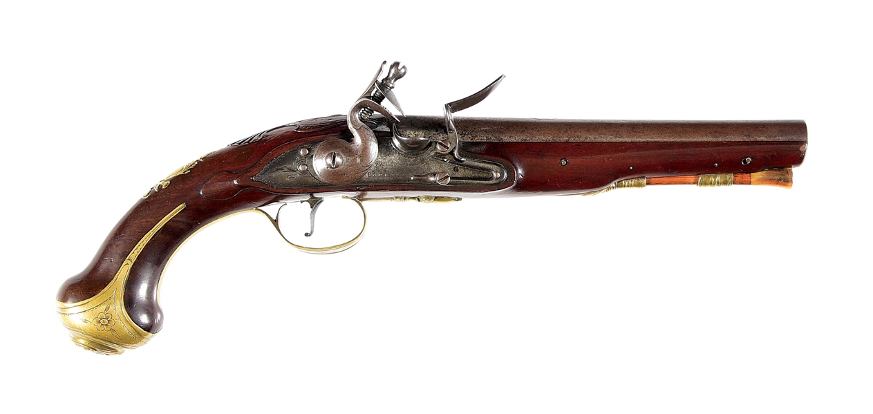 (A) FINE ENGLISH REVOLUTIONARY WAR OFFICERS PISTOL BY PAGE & CHRISTIAN.