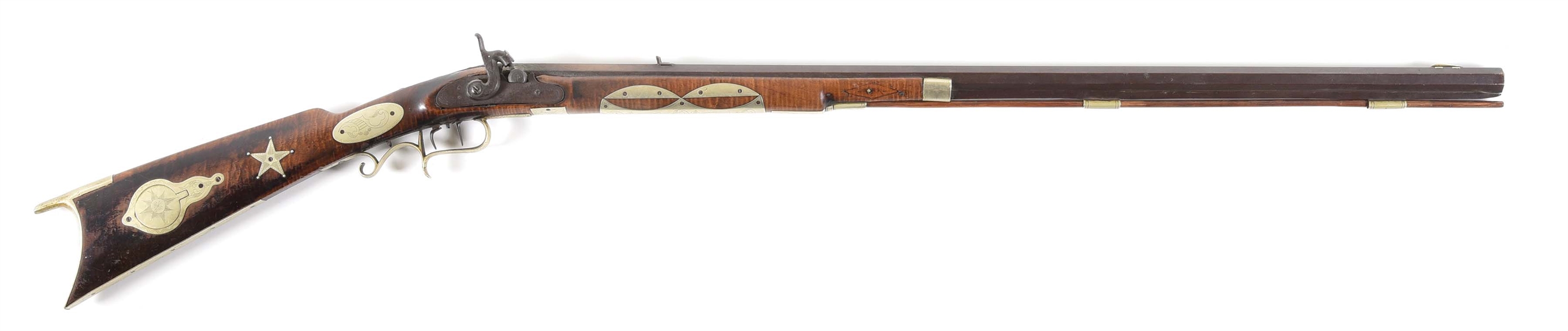 (A) FINELY DECORATED NORTH CAROLINA PERCUSSION KENTUCKY RIFLE MADE FOR AND INSCRIBED TO E.J. PARRISH.