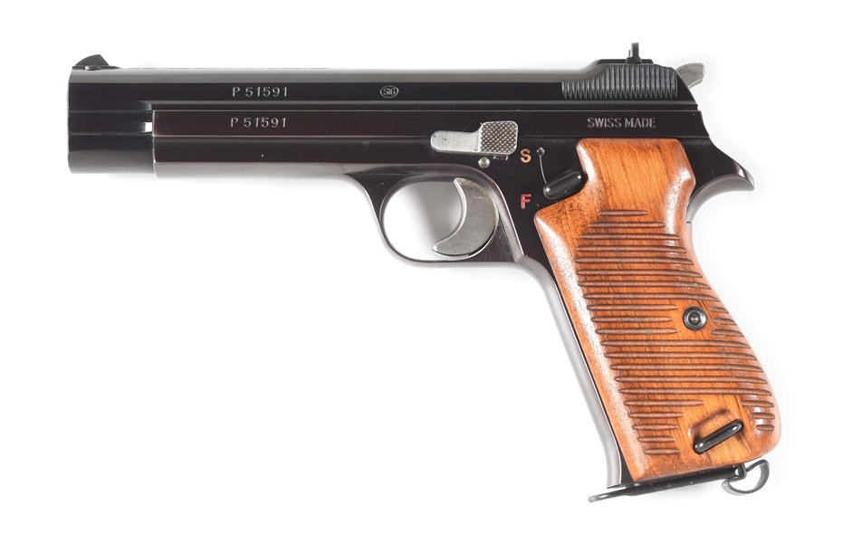 (C) WELL ACCESSORIZED COMMERICAL SIG P210-1 SEMI-AUTOMATIC PISTOL.