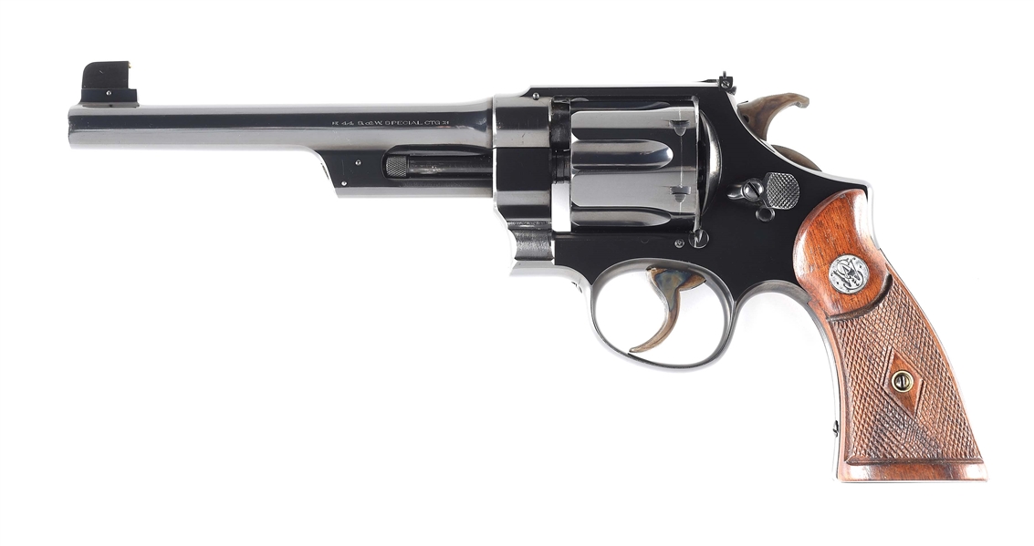 (C) SMITH & WESSON .44 HAND EJECTOR 1ST MODEL TARGET TRIPLE LOCK REVOLVER.