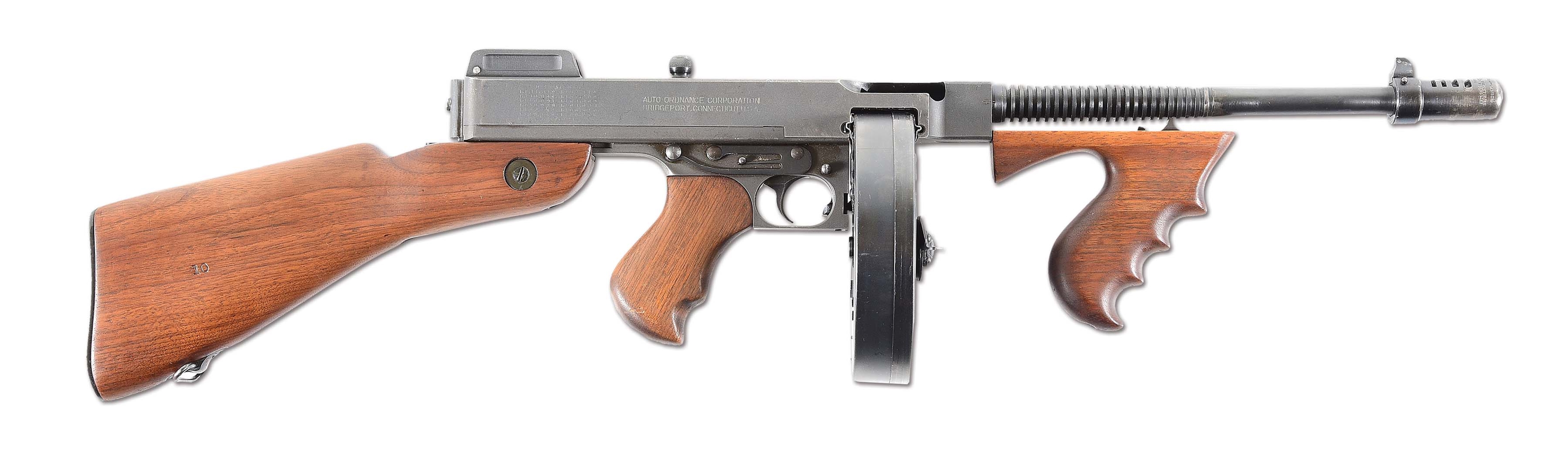 (N) FINE AUTO ORDNANCE 1928A1 THOMPSON MACHINE GUN WITH HARD CASE (CURIO AND RELIC).