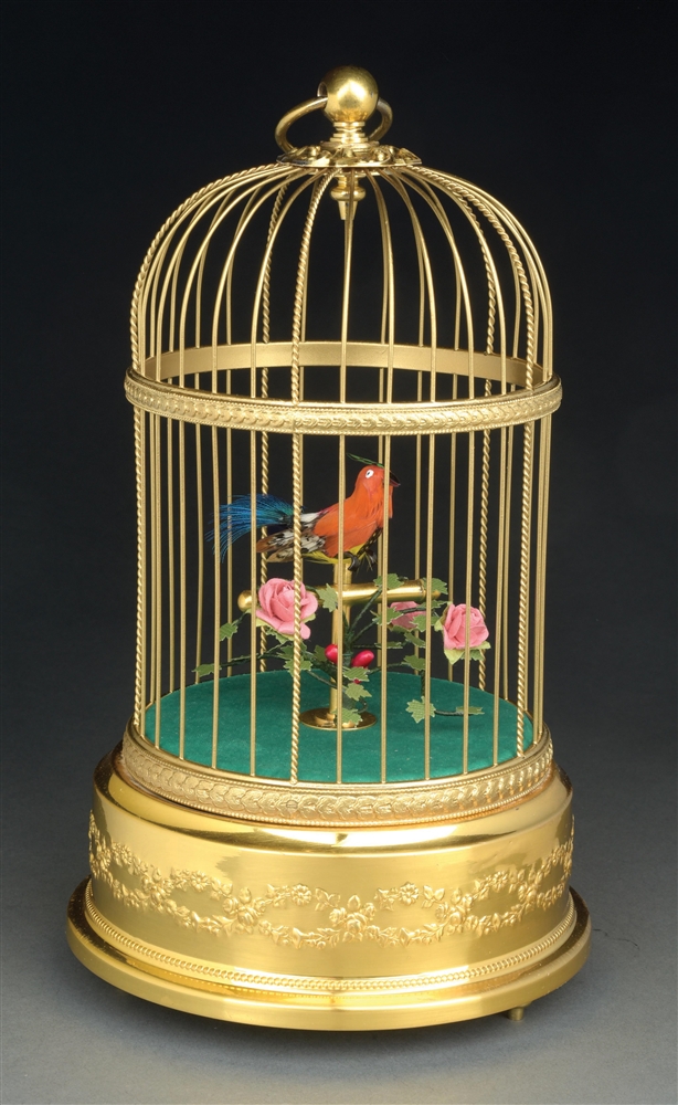SWISS MADE SINGING AUTOMATION BIRD CAGE.