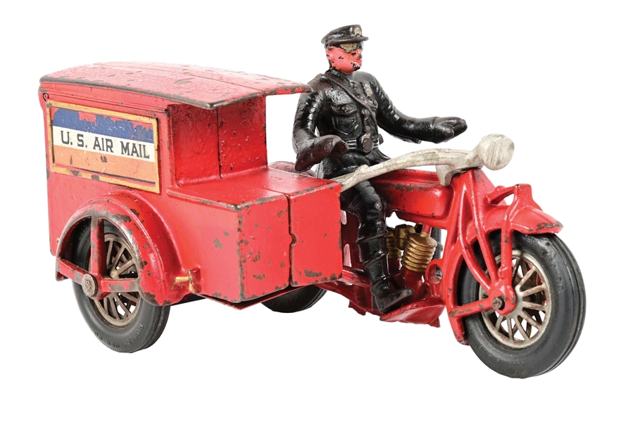 CAST IRON HUBLEY U.S. AIR MAIL POSTAL MOTORCYCLE.