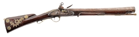(A) FINELY DECORATED SPANISH FLINTLOCK BLUNDERBUSS WITH ELLIPTICAL BORE.