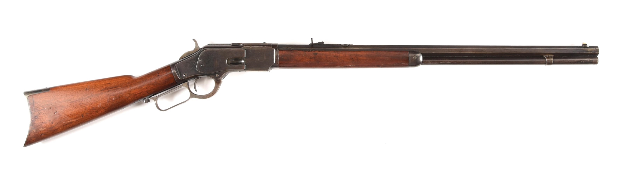 (A) FINE WINCHESTER MODEL 1873 .38 WCF LEVER ACTION RIFLE.