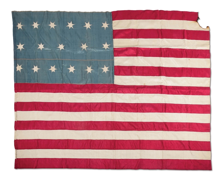 EXTREMELY RARE 17-STAR, 17-STRIPE U.S. FLAG FROM THE FAMILY OF STEPHEN DECATUR.