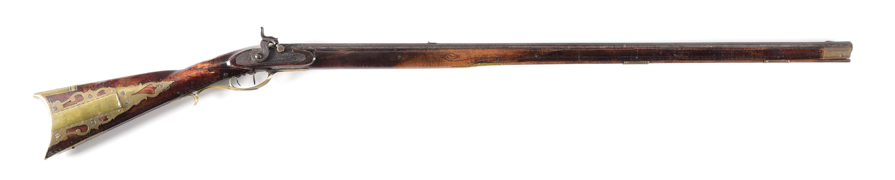 (A) W. COOPER INCISED CARVED PERUCUSSION KENTUCKY RIFLE.