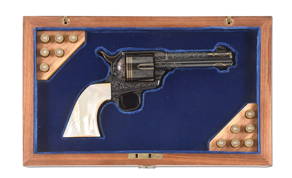 (C) EXTREMELY ATTRACTIVE ENGRAVED THIRD GENERATION COLT SINGLE ACTION ARMY REVOLVER WITH DISPLAY CASE.