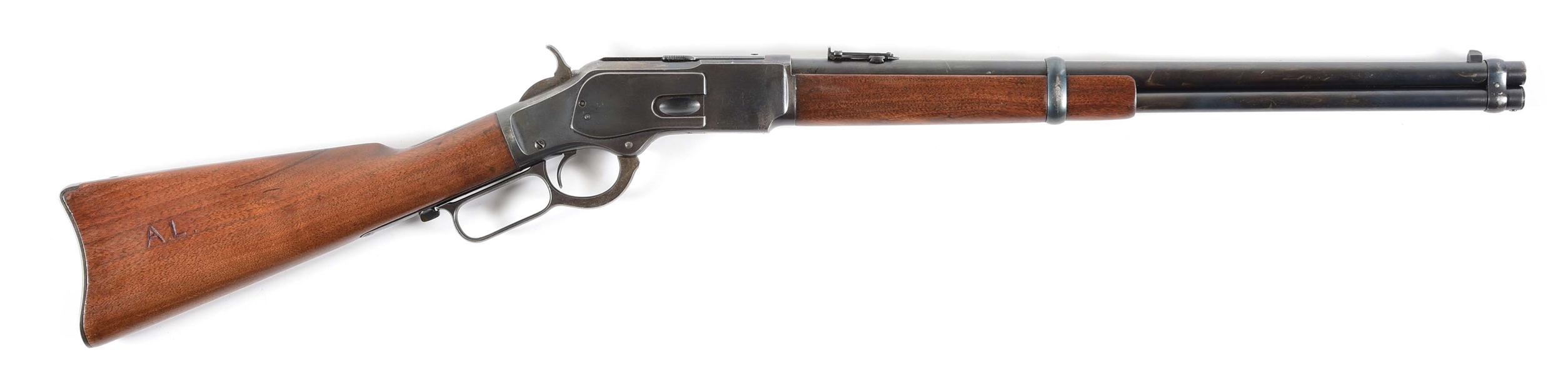 (A) WINCHESTER MODEL 1873 SADDLE RING CARBINE IN .44-40 WCF.