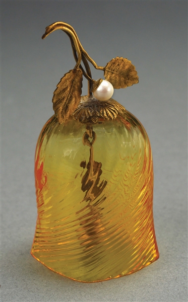 ANTIQUE FRENCH YELLOW FLINT GLASS BELL. 