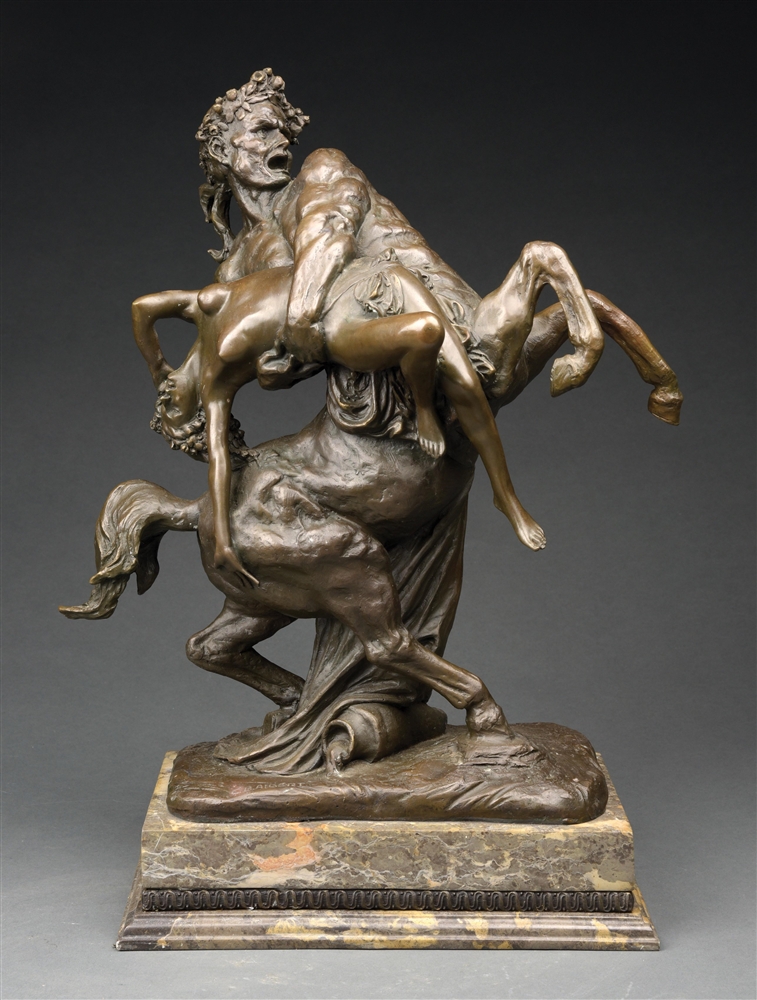 ALBERT-ERNEST CARRIER BELLEUSE (FRENCH, 1824 - 1887) "THE ABDUCTION OF HIPPODAMIA" BRONZE.