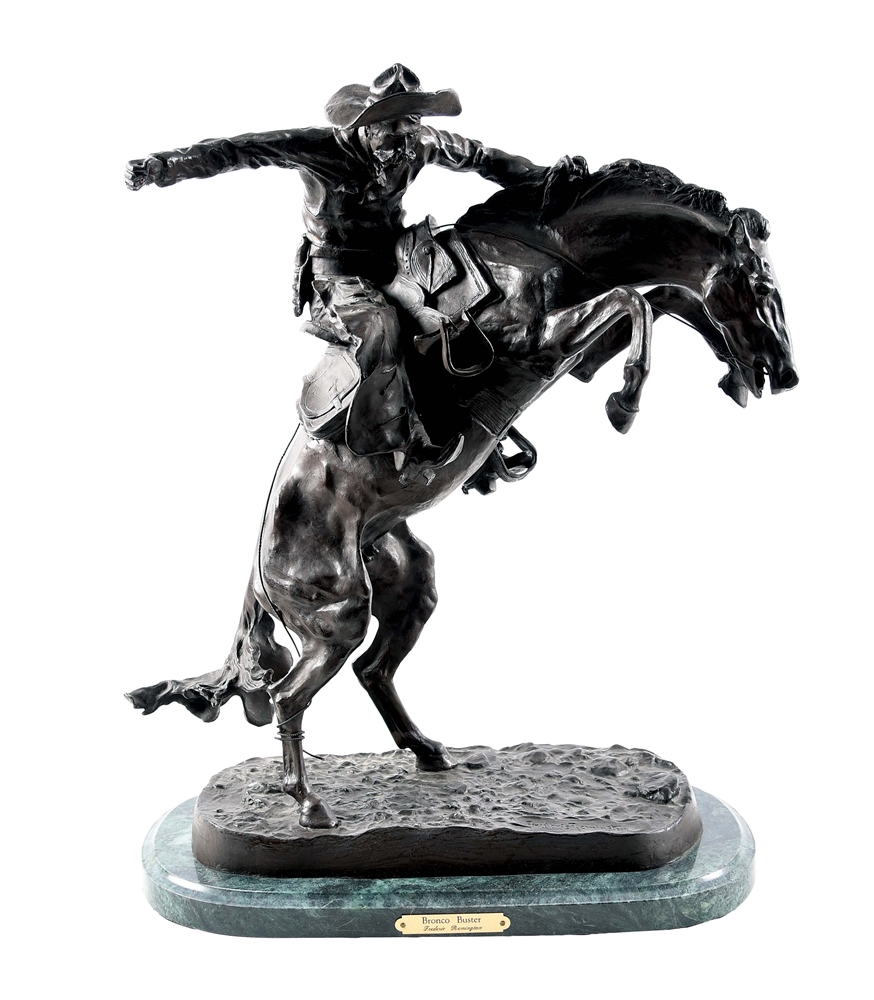 DYNAMIC BRONZE AFTER FREDERIC REMINGTONS 1895 "BRONCO BUSTER".