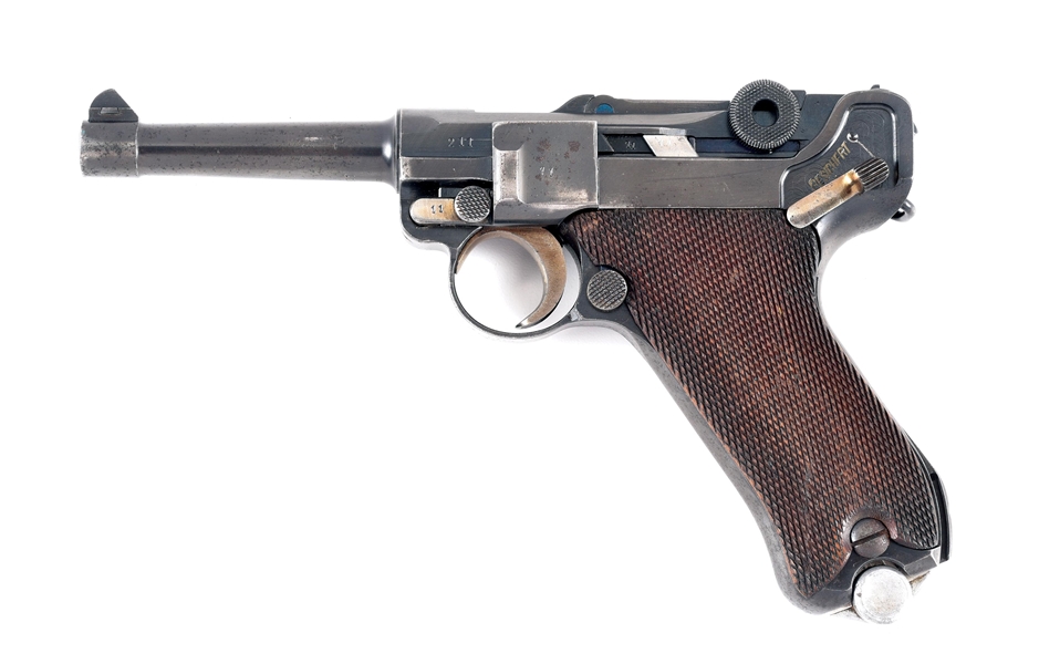 (C) GERMAN PRE-WORLD WAR II MAUSER "G" DATE P.08 LUGER SEMI-AUTOMATIC PISTOL WITH HOLSTER & SPARE MATCHING MAGAZINE.