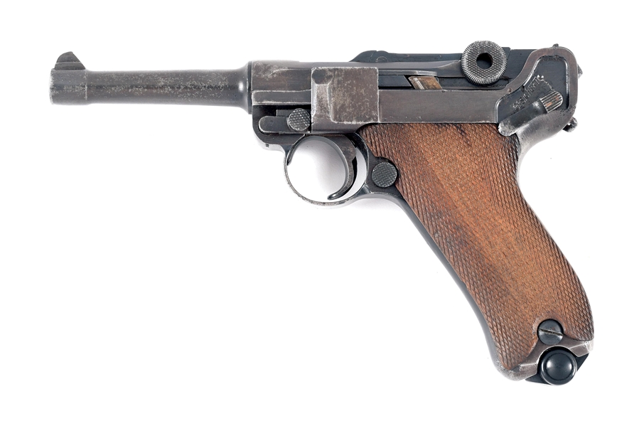 (C) DWM MODEL 1908 COMMERCIAL LUGER SEMI-AUTOMATIC PISTOL WITH HOLSTER.