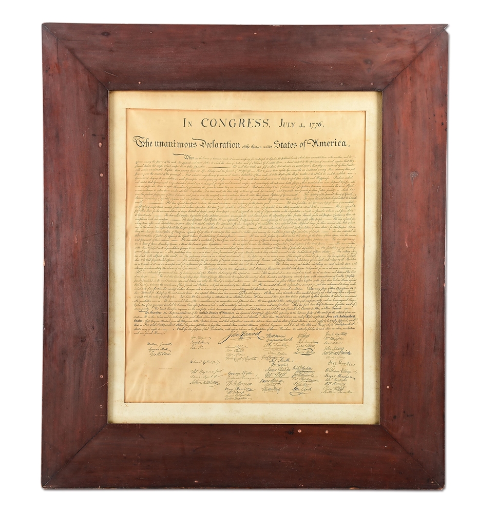 RARE AND ATTRACTIVE PETER FORCE DECLARATION OF INDEPENDENCE FACSIMILE PRINT.