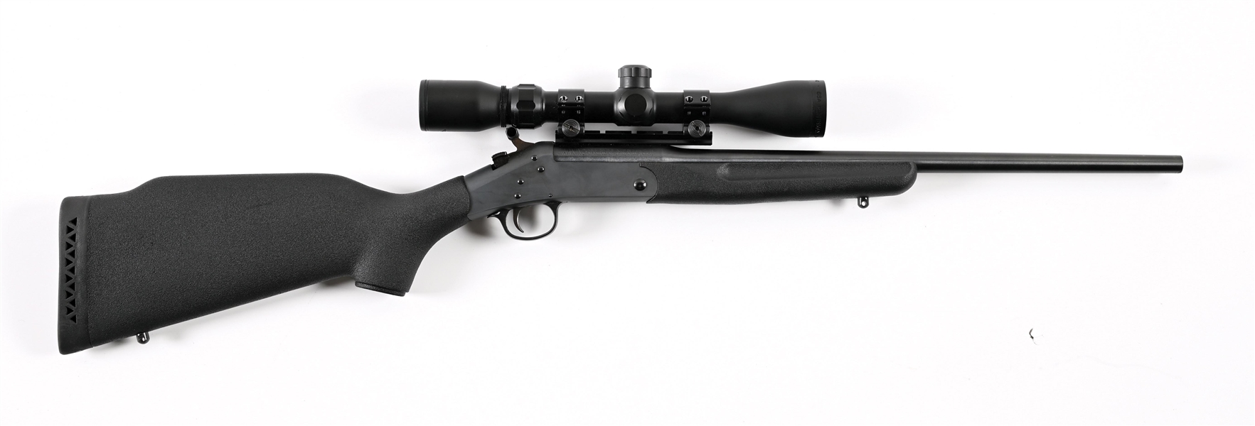 (M) NEW ENGLAND FIREARMS CO. SPORTSTER MODEL SS1 SINGLE SHOT RIFLE WITH SCOPE AND BOX.