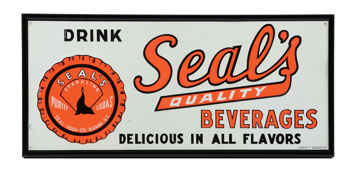 SEALS BEVERAGES SINGLE-SIDED EMBOSSED TIN SIGN. 