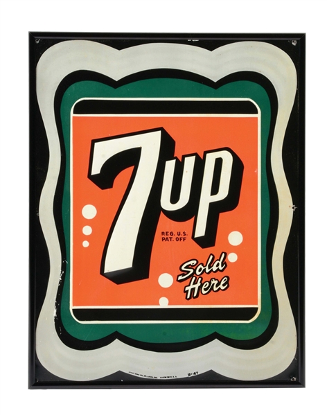 EMBOSSED TIN 7UP SIGN.