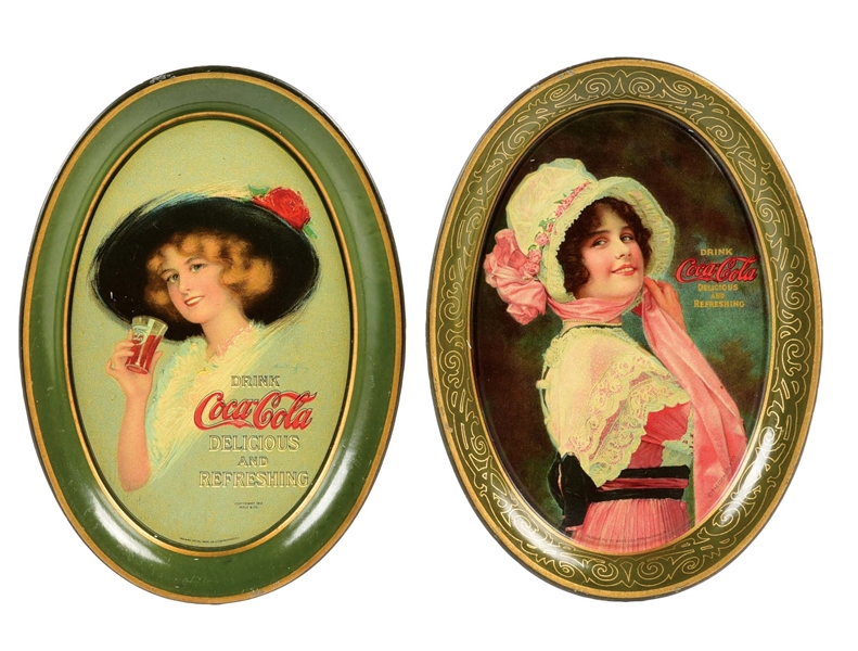 LOT OF 2: COCA-COLA TIP TRAYS, 1913 AND 1914.