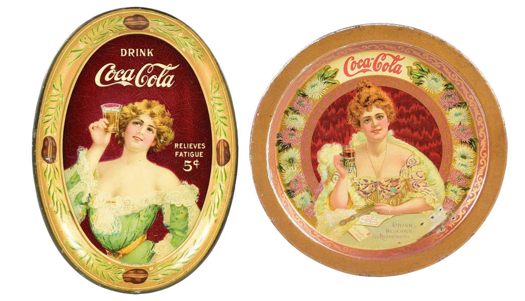 LOT OF 2: COCA-COLA TIP TRAYS, 1903 AND 1907