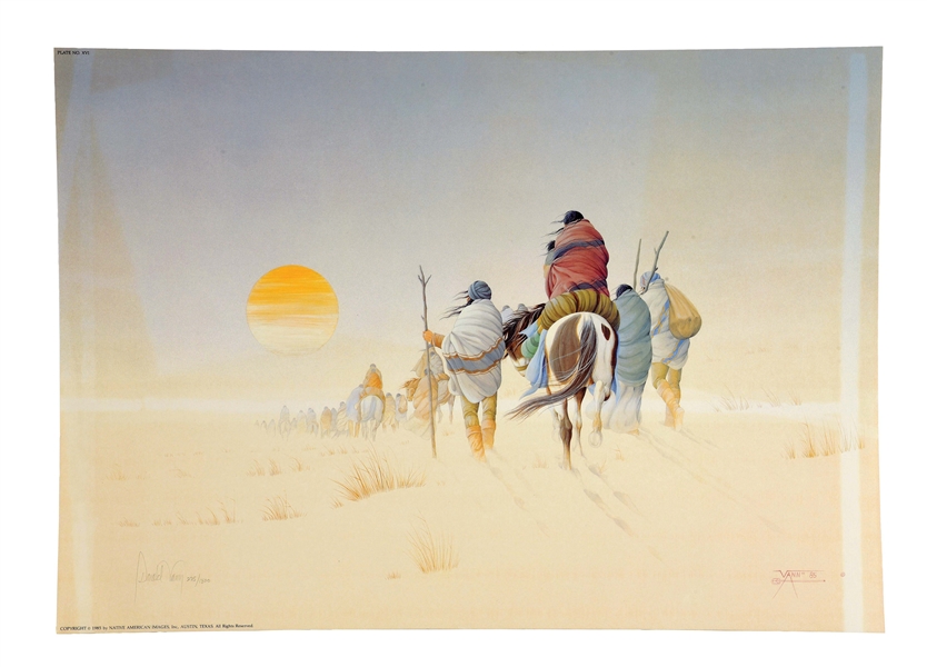 DONALD VANN (NATIVE AMERICAN, B. 1949) "THE WAYFARING" LITHOGRAPH IN COLOR LE 275/1800.