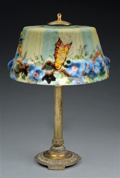 PAIRPOINT PUFFY LAMP WITH BUTTERFLIES.