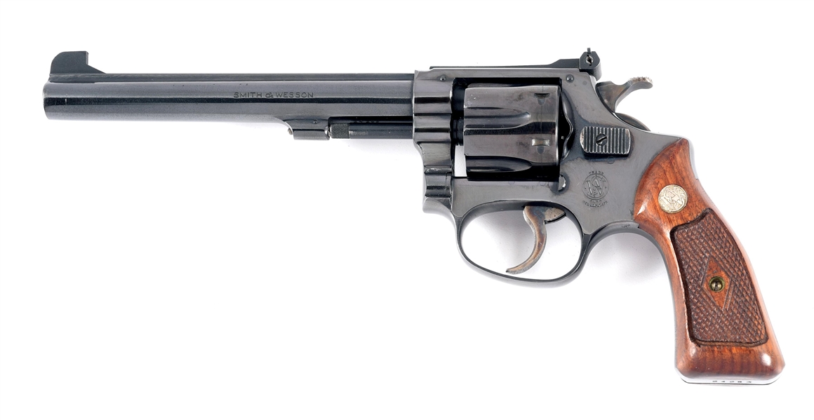 (C) SMITH & WESSON MODEL 1953 TARGET DOUBLE ACTION REVOLVER.