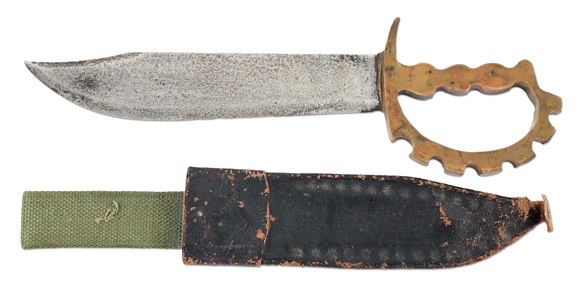 US WWII AUSTRALIAN MADE LARGE COG GUARD KNUCKLE KNIFE.