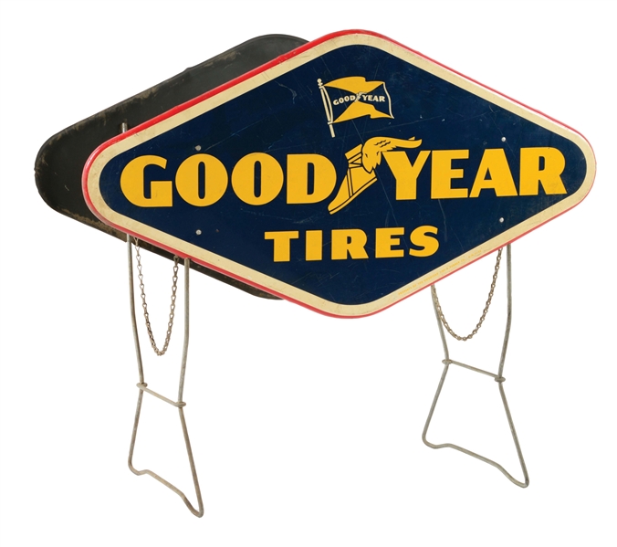 GOODYEAR TIRES TIN SERVICE STATION TIRE STAND.