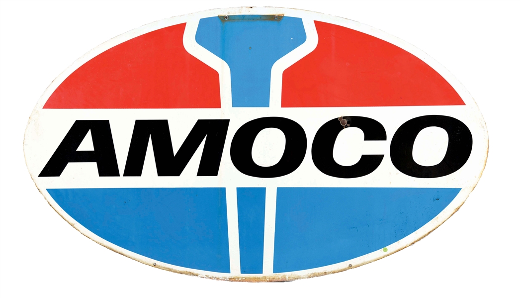 AMOCO GASOLINE PORCELAIN SERVICE STATION SIGN. 