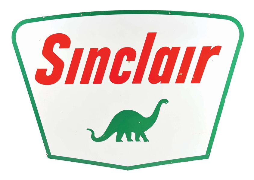 SINCLAIR GASOLINE PORCELAIN SERVICE STATION SIGN W/ DINO GRAPHIC. 