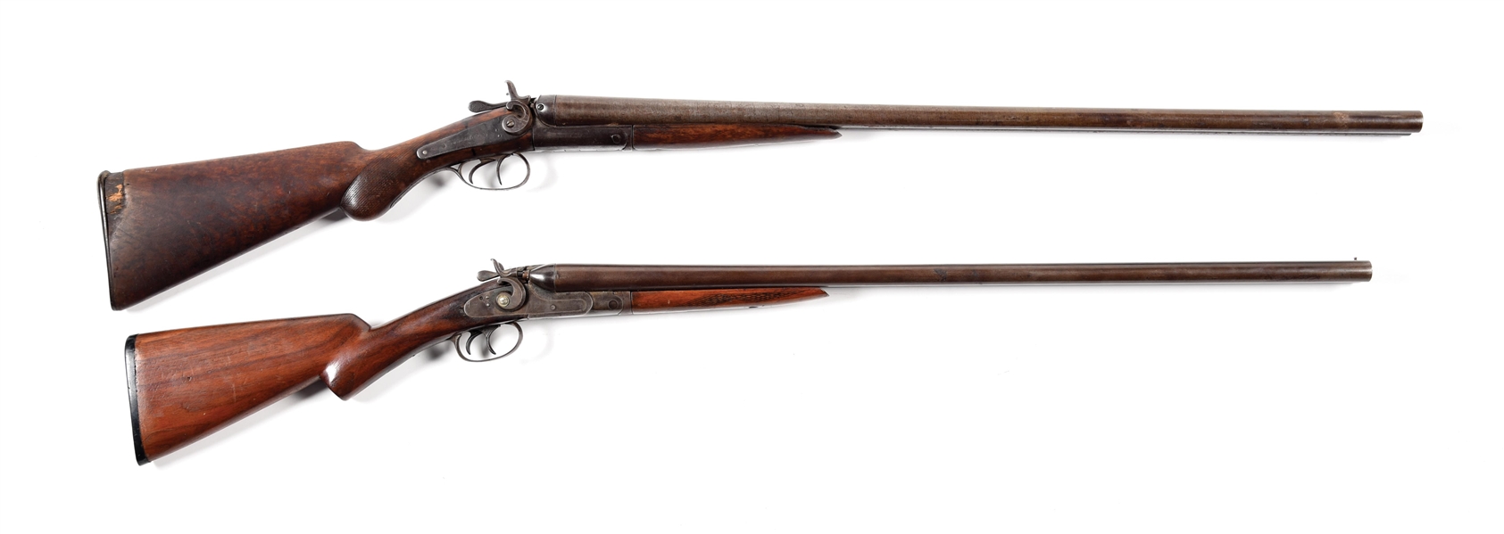 (C) LOT OF 2: W. RICHARDS SIDE BY SIDE HAMMER SHOTGUN AND CENTRAL ARMS CO. SIDE BY SIDE HAMMER SHOTGUN.