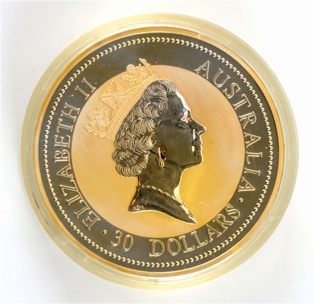 1995 SILVER W/ GOLD WASH PROOF 1 KILO KOOKABURRA COIN