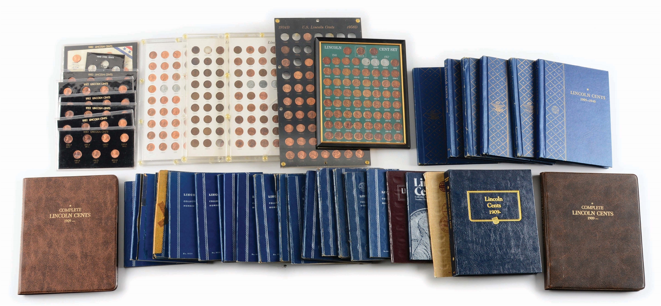MASSIVE LOT OF LINCOLN CENTS, OVER 20 ALBUMS, 5 PLASTIC FRAMES & OTHERS.