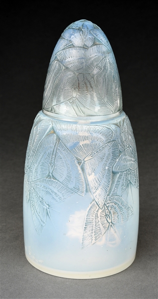 LALIQUE OPALESCENT PERFUME BURNER WITH BUTTERFLIES. 