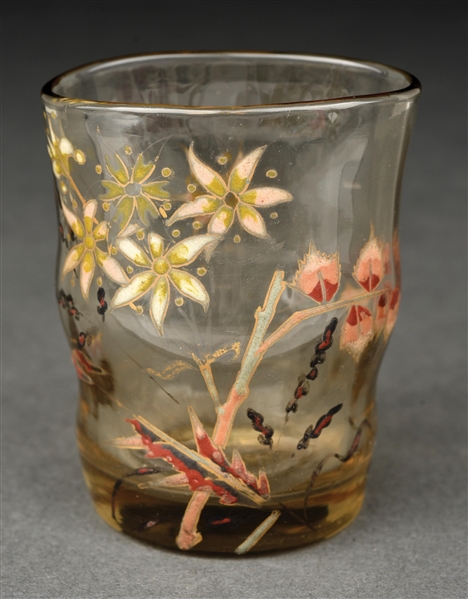 GALLE LIQUEUR GLASS WITH ENAMELED DECORATION.