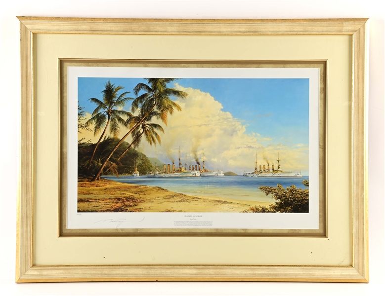 FRAMED PEACEFUL ANCORAGE PRINT BY ROBERT TAYLOR.