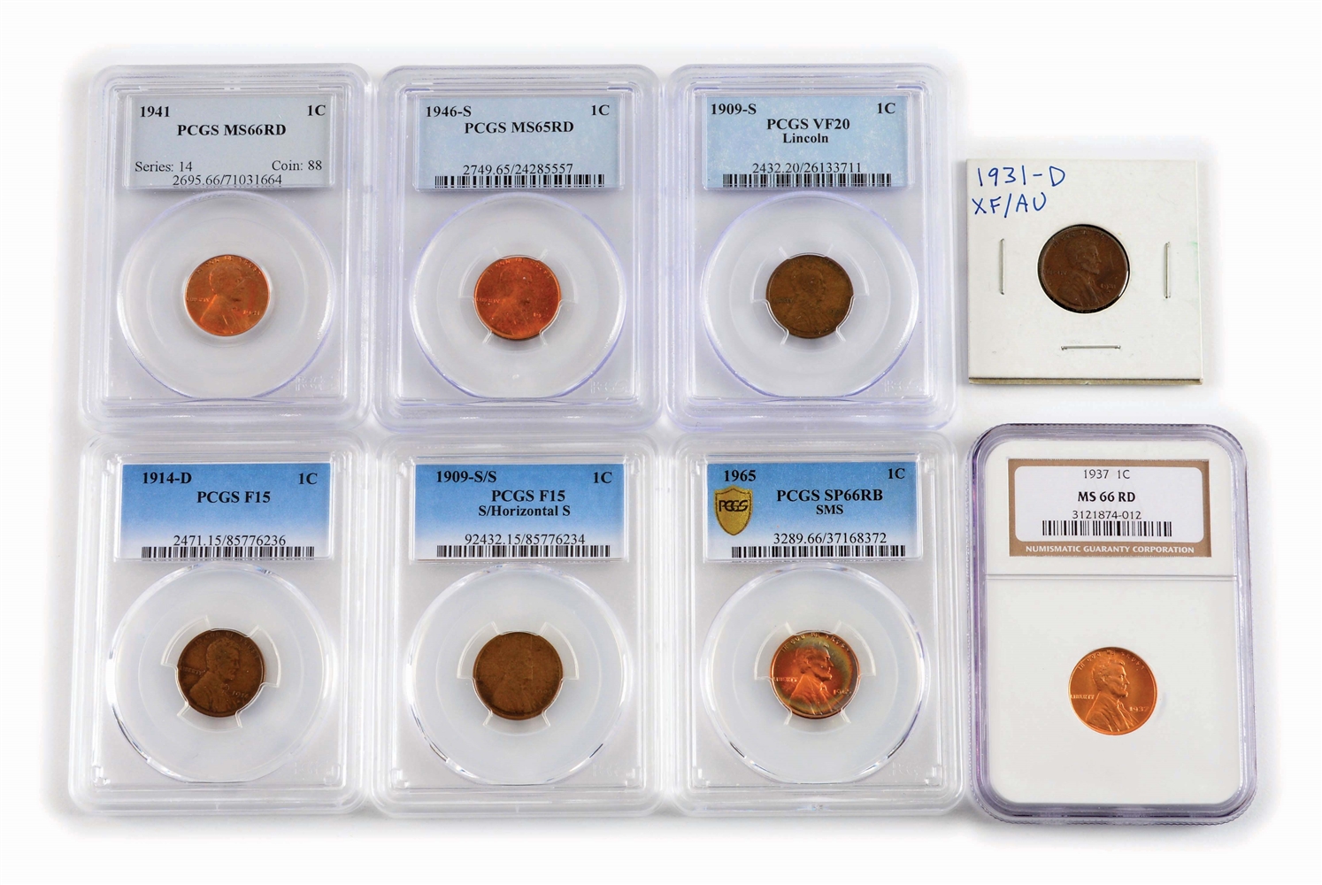 LOT OF 8: LINCOLN CENTS, INCLUDING 1914D.