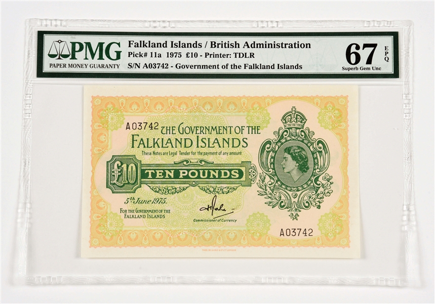 LOT OF 3: FALKLAND ISLANDS PAPER CURRENCY.