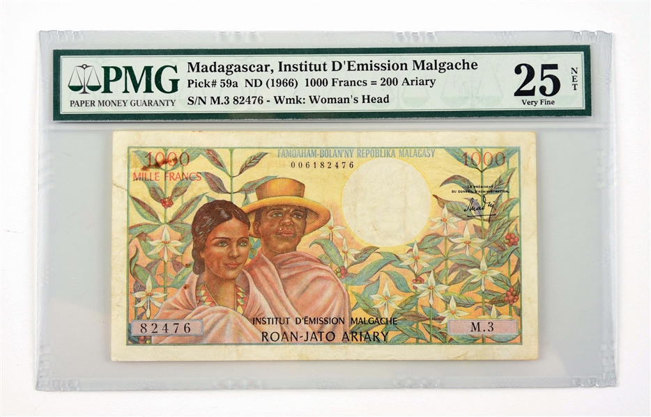LOT OF 11: MADAGASCAR PAPER CURRENCY.