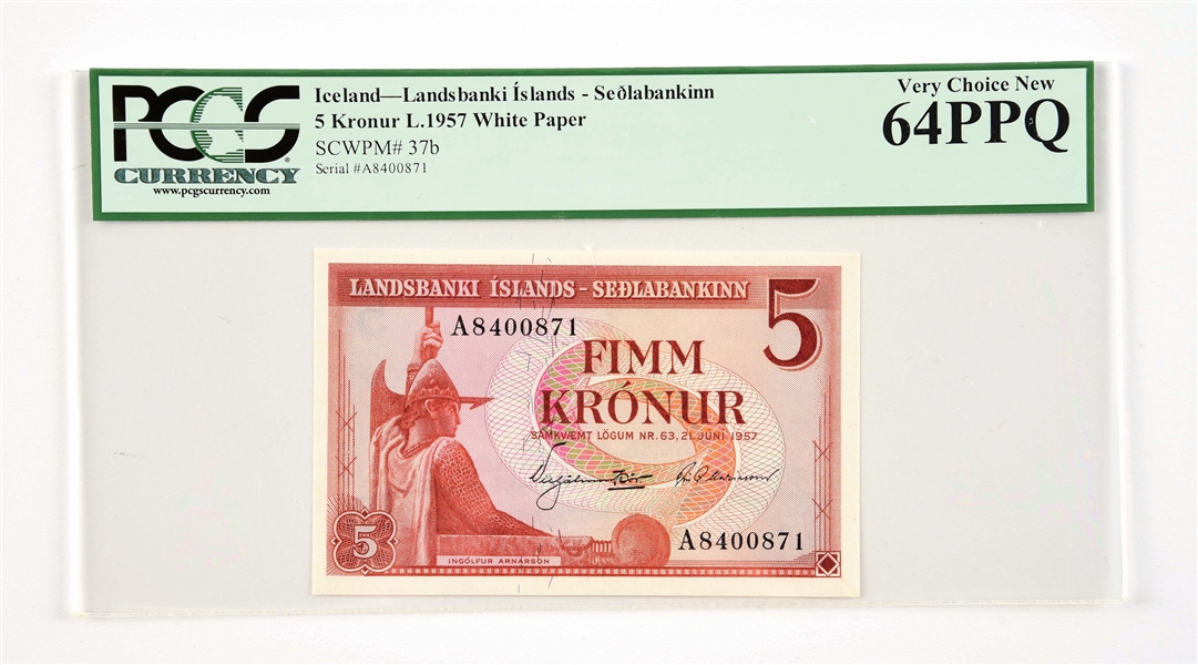 LOT OF 8: PAPER CURRENCY FROM ICELAND.
