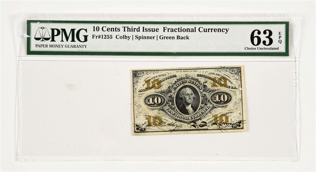 10 CENTS THIRD ISSUE FRACTIONAL CURRENCY.