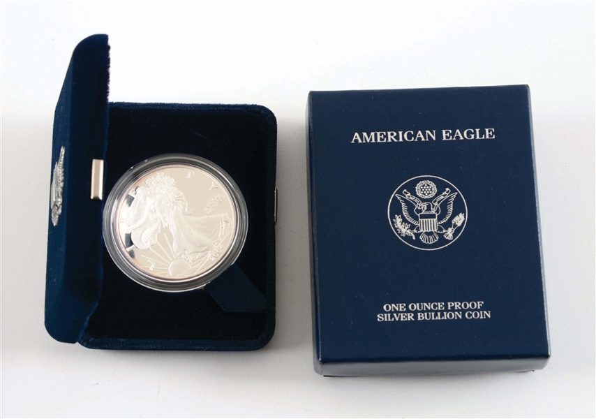 LOT OF 38: AMERICAN EAGLE SILVER COINS.