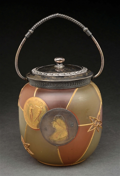 MT. WASHINGTON ROYAL FLEMISH ROMAN COIN BISCUIT JAR.