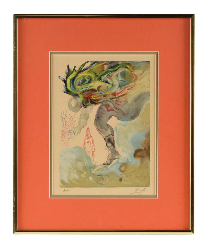 SALVADOR DALI (SPANISH, 1904 - 1989) "GIANTS" ARTIST PROOF COLOR LITHOGRAPH, SIGNED AND FRAMED. 