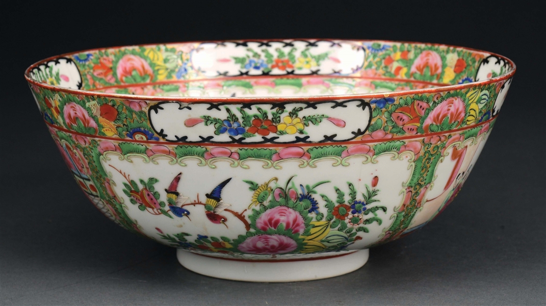 CHINESE CANTON FAMILLE ROSE PUNCH BOWL.