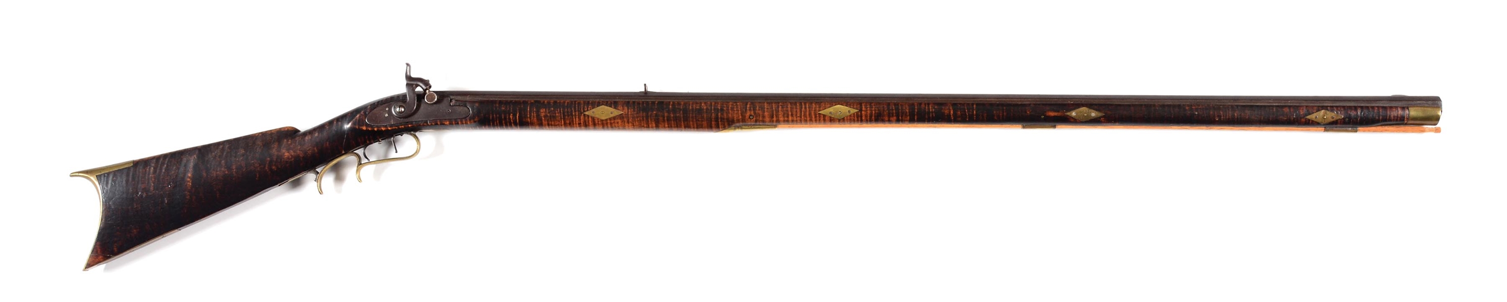 (A) PERCUSSION RIFLE WITH TIGER MAPLE STOCK.