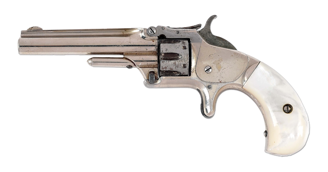 (A) SMITH AND WESSON MODEL 1 3RD ISSUE WITH PEARL GRIPS