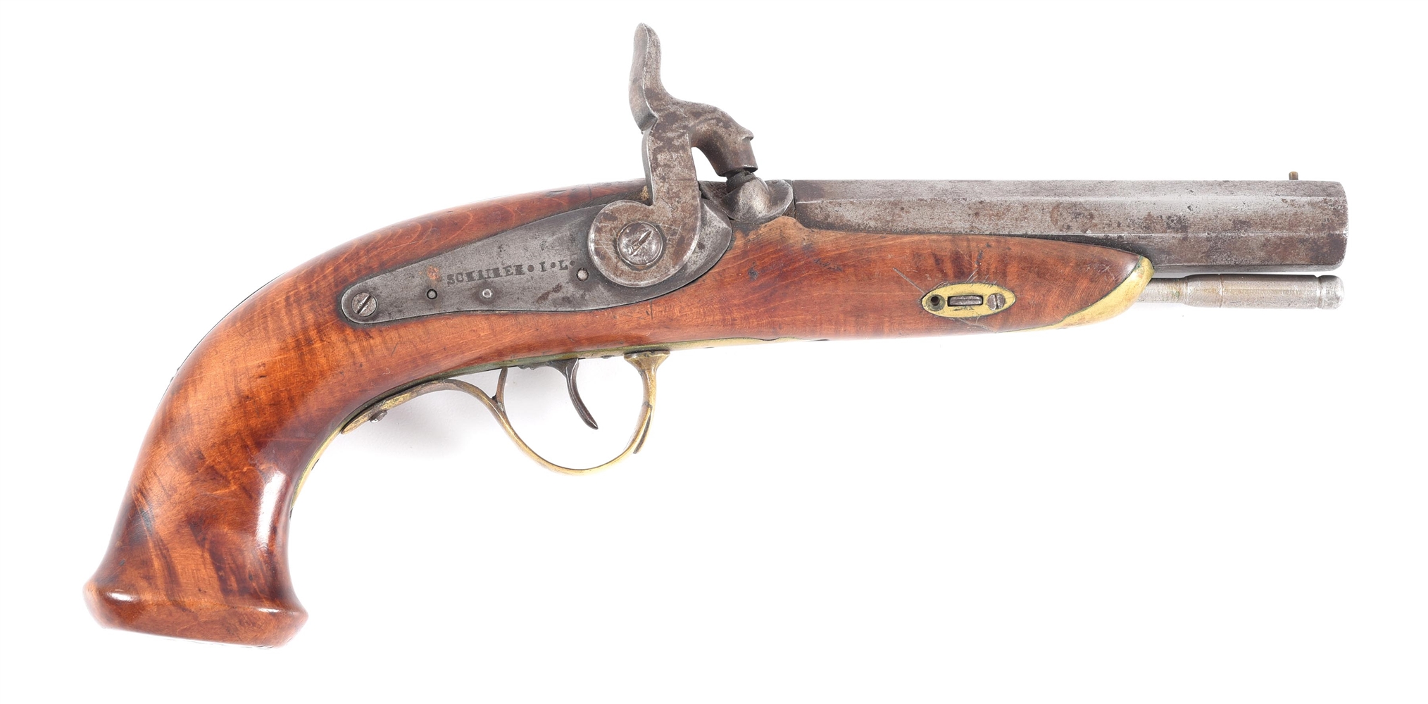 (A) WESTERN PENNSYLVANIA PERCUSSION PISTOL BY SCHAIRER.