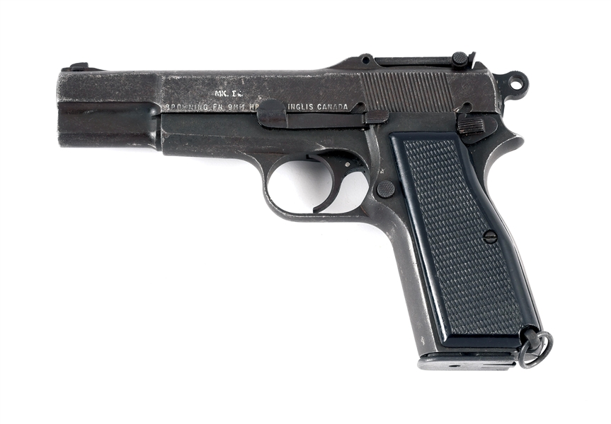 (C) CANADIAN INGLIS MANUFACTURED BROWNING HI-POWER PISTOL WITH SHOULDER STOCK.